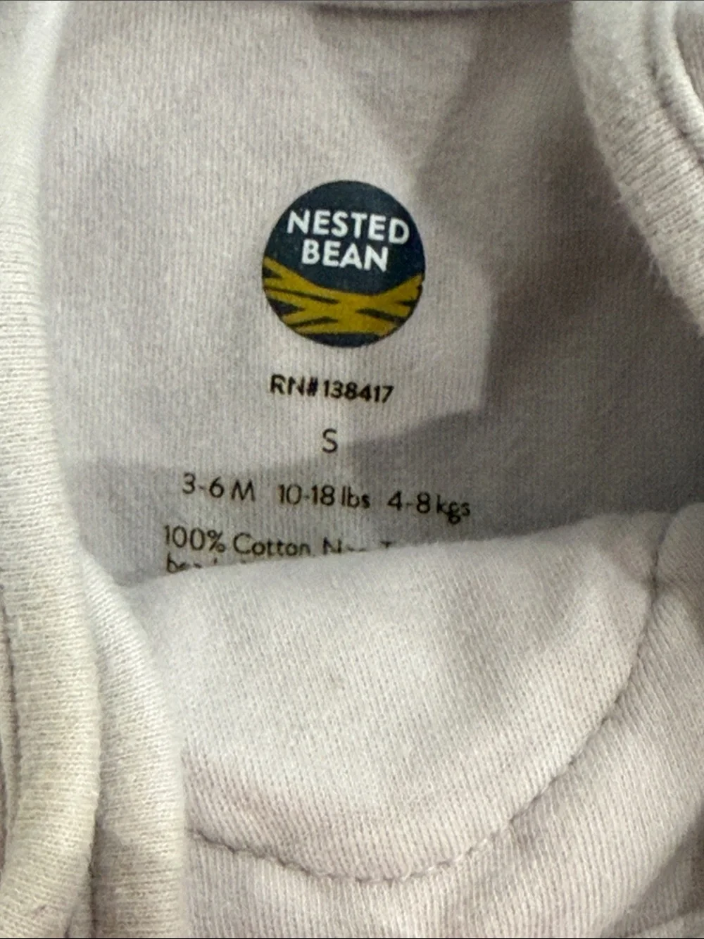 Nested Bean Baby Zen Sleep Sacks - White and Light Gray - lot of 2
